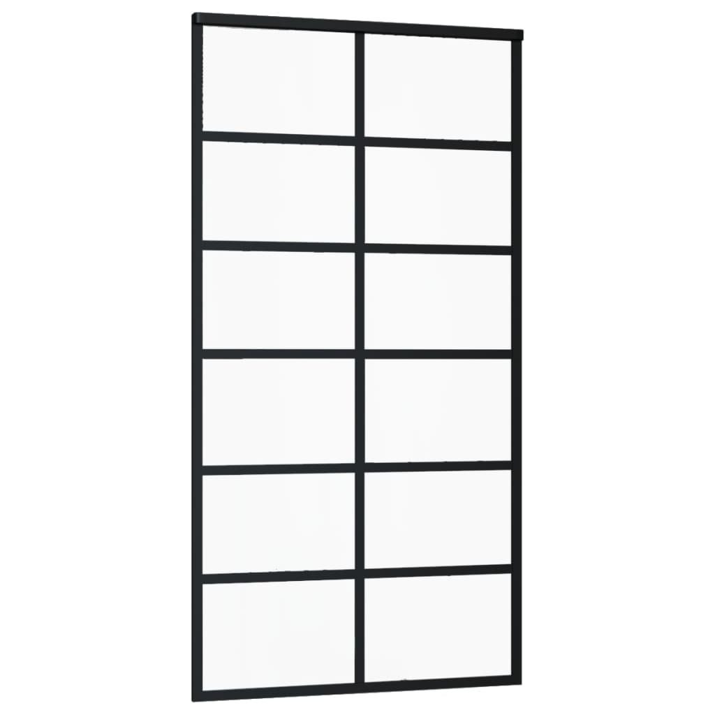 vidaXL Zimmertür Schiebetür ESG-Glas und Aluminium 102x205 cm Schwarz