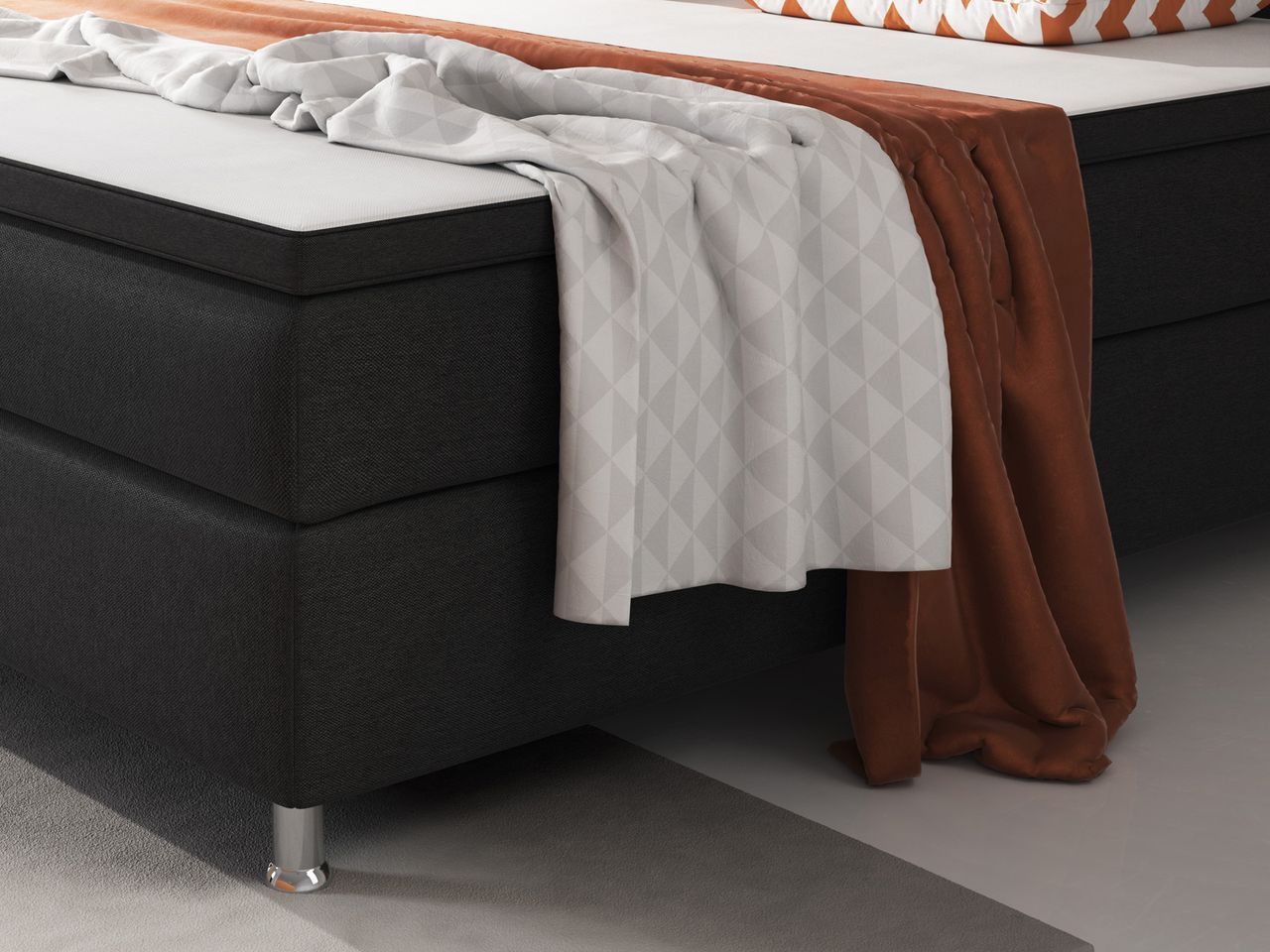 IHG Boxspringbett Berlin 180x200 cm Webstoff Schwarz