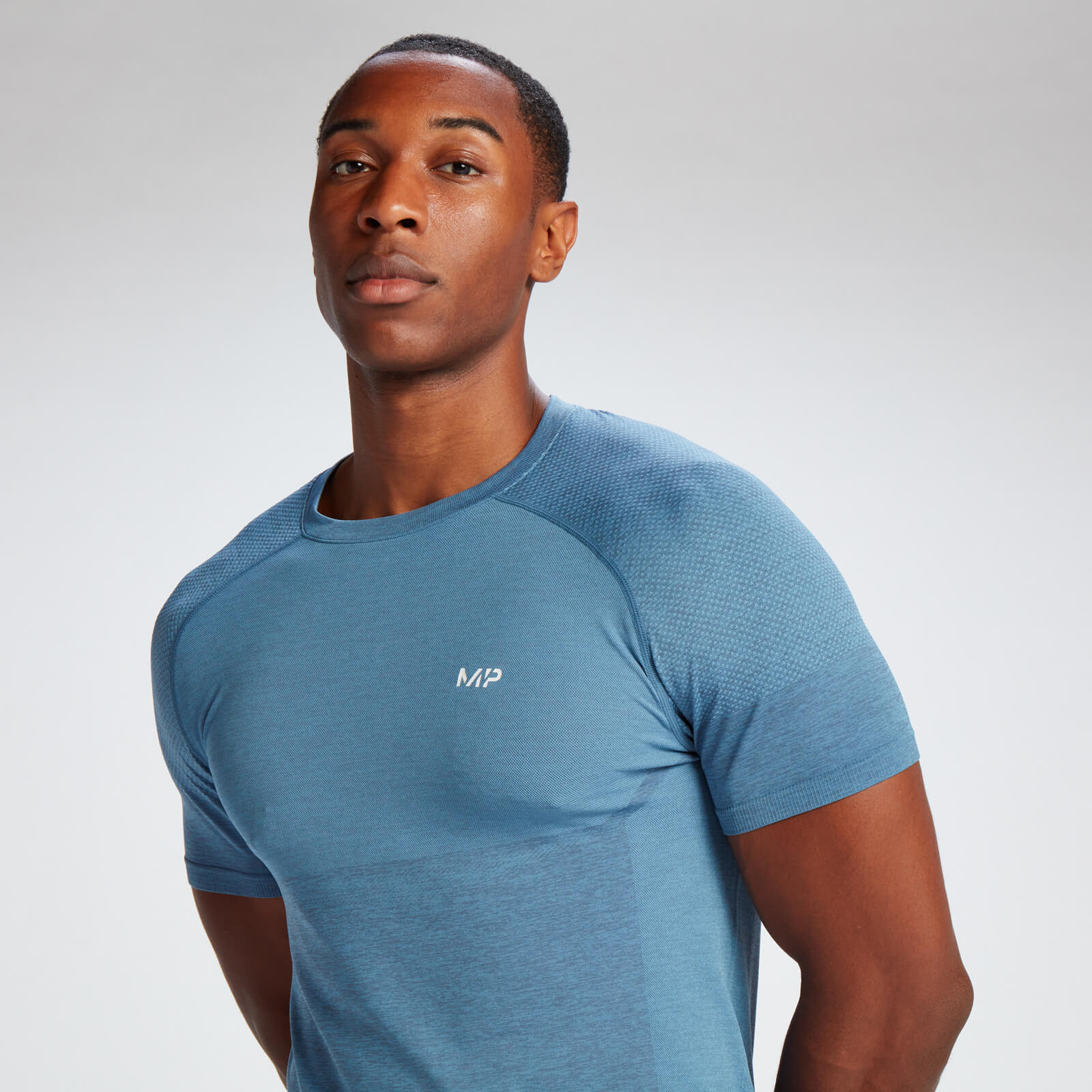 T-shirt sans coutures à manches courtes MP pour hommes – Bleu anthracite