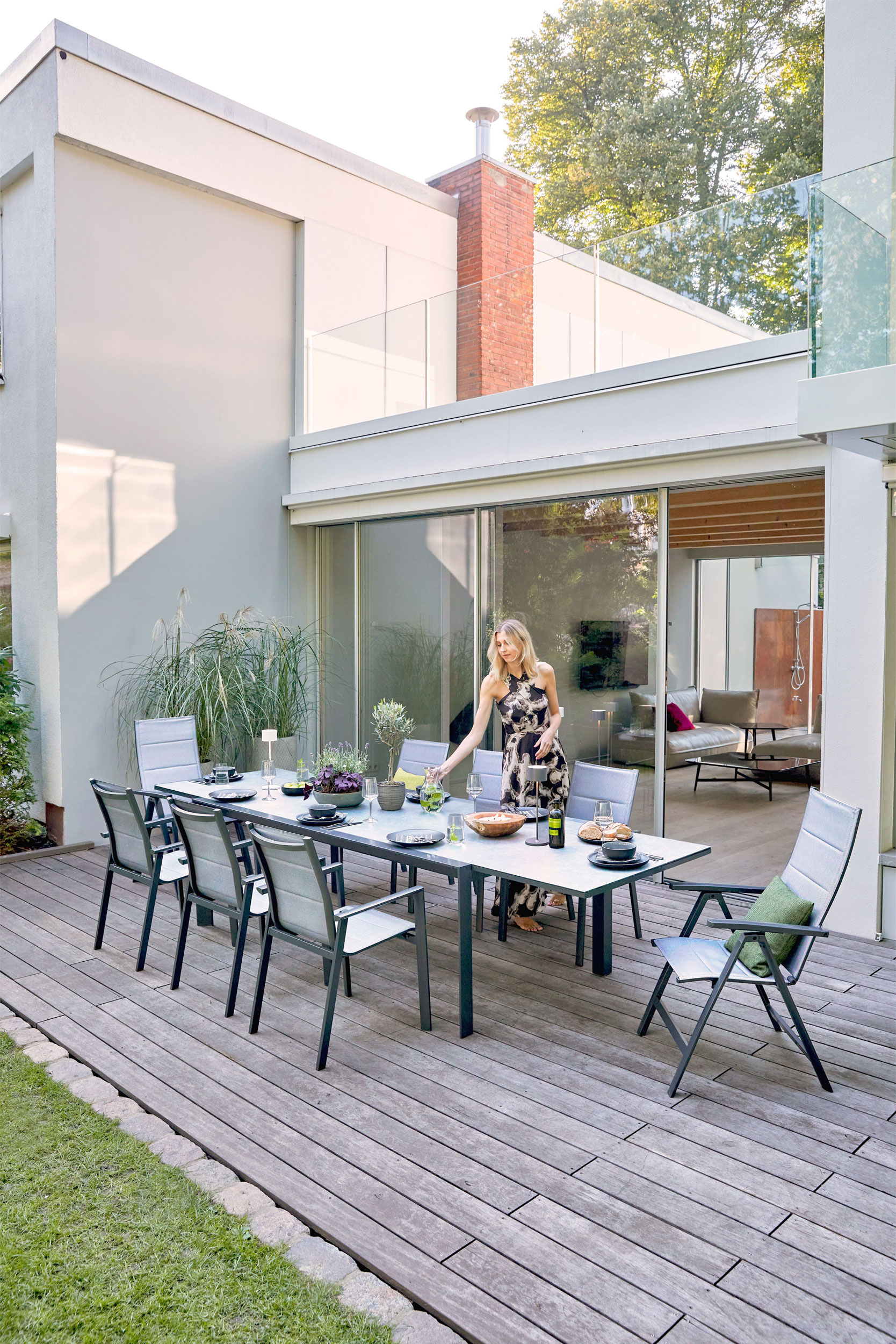 OUTDOORGartentisch ausziehbar 3D Glas