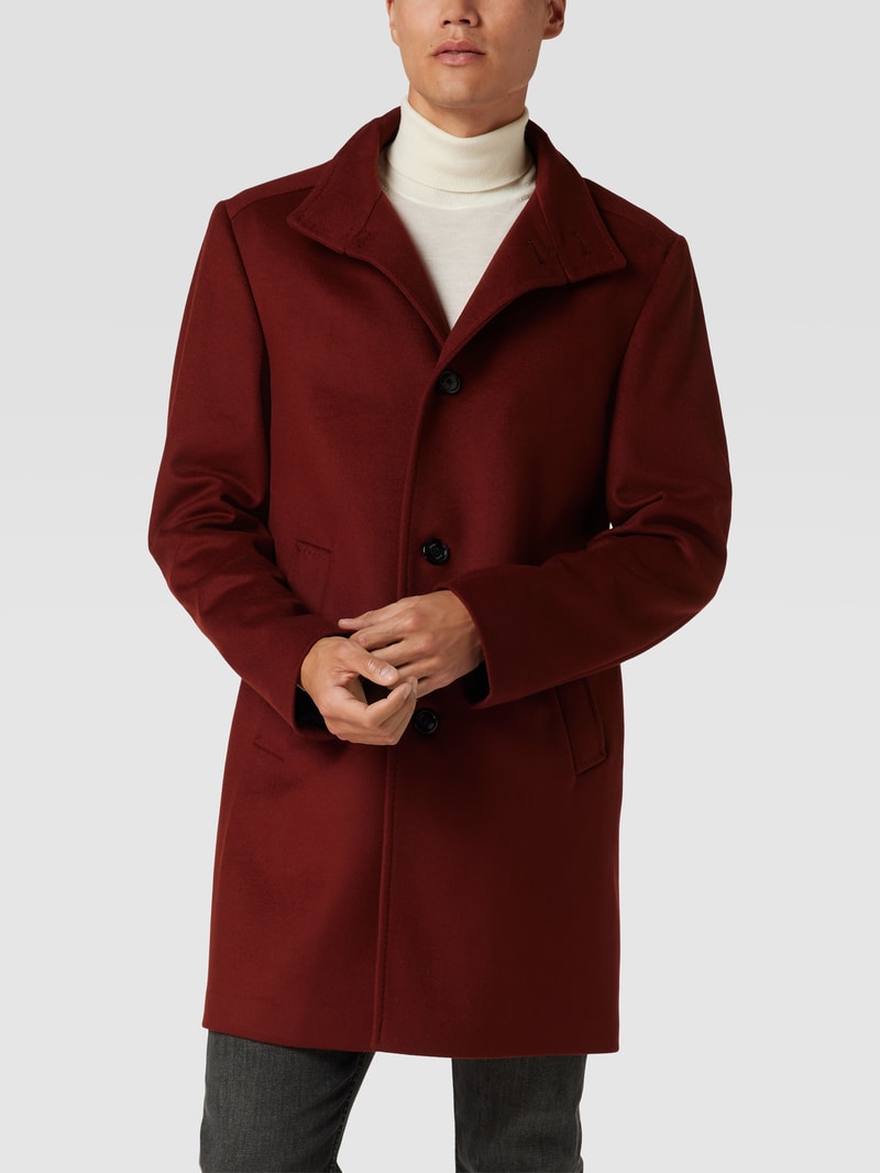 Mantel mit Eingrifftaschen Modell 'Maron' in bordeaux rot