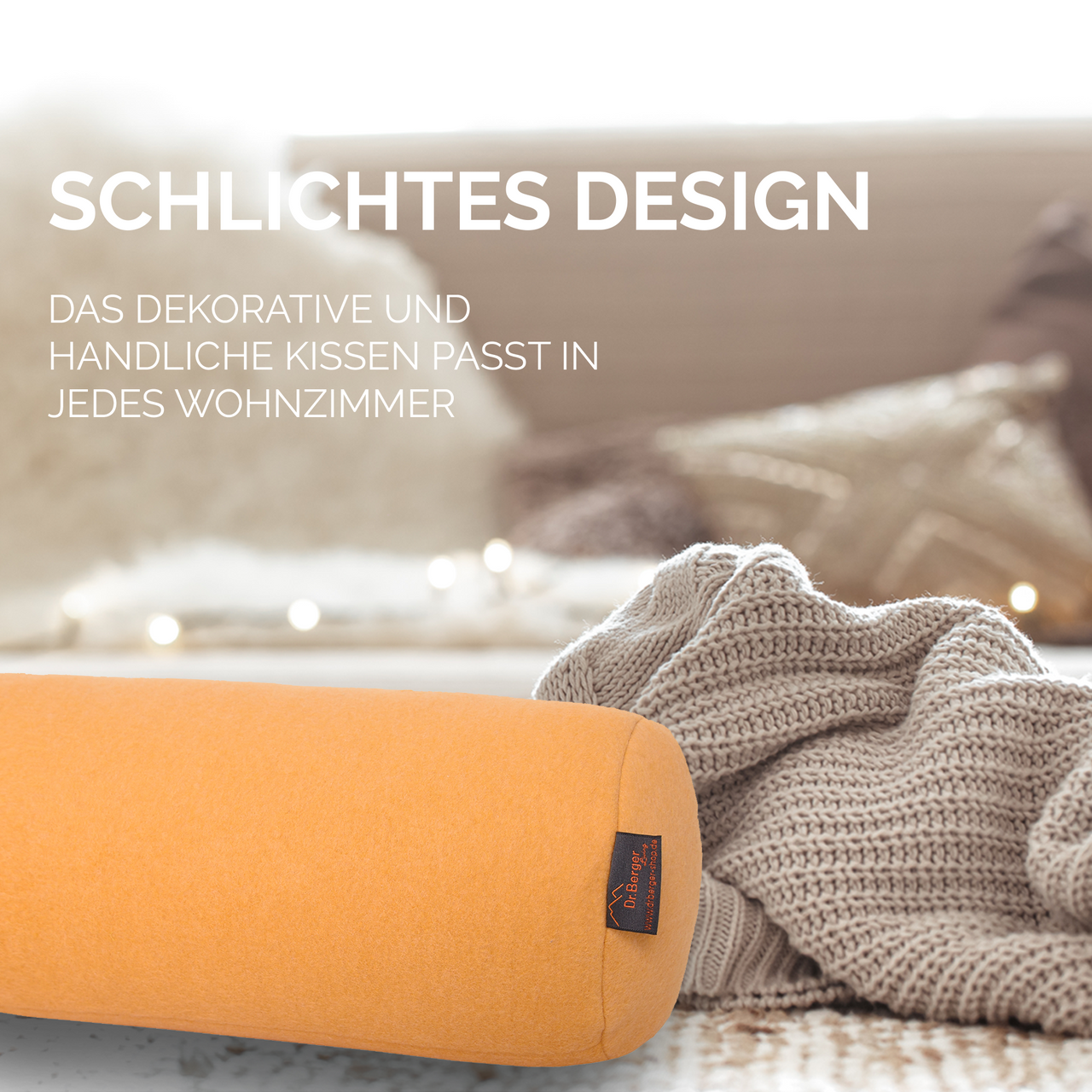Dr. Berger Original Dr. Berger Velours-Fleece Nackenrolle Senfgelb 40 x 16 cm