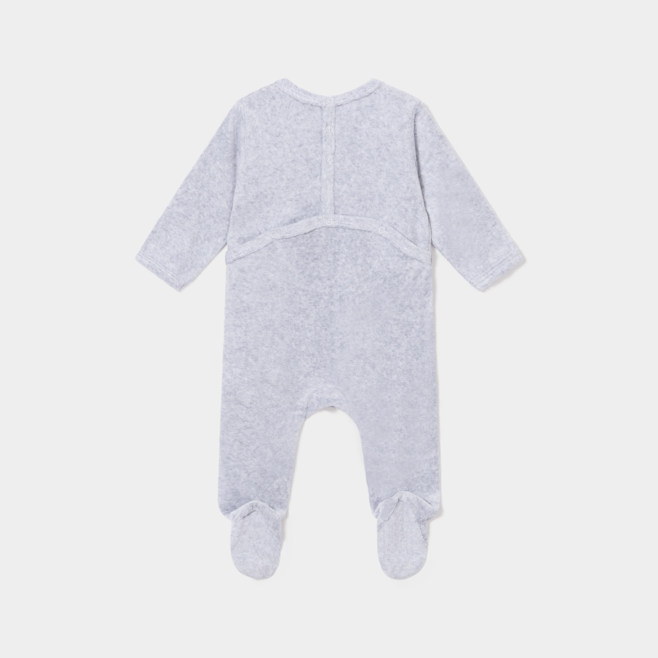 Dors-bien velours manches longues gris clair mixte | La Halle