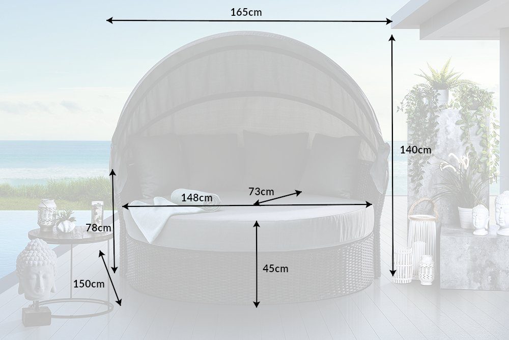 riess-ambiente Loungebett PLAYA LIVING 165cm anthrazit / grau, 2 Teile, Outdoor · Gartenmöbel · Sonneninsel · drehbarer Sitzfläche · Modern