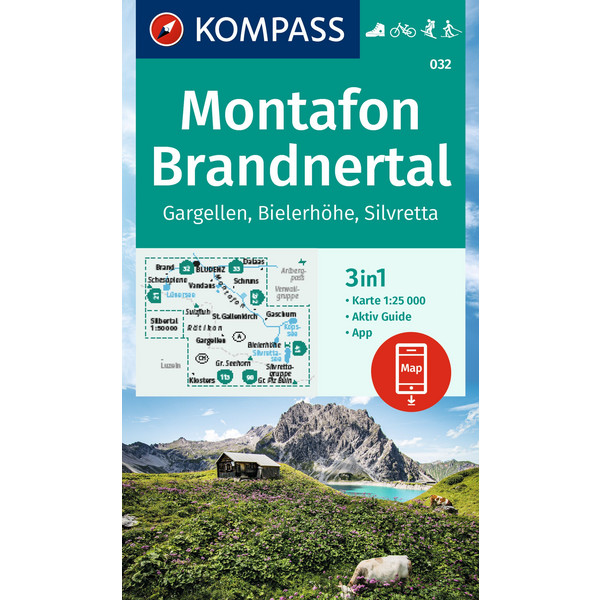 KOMPASS WANDERKARTE 032 MONTAFON, BRANDNERTAL