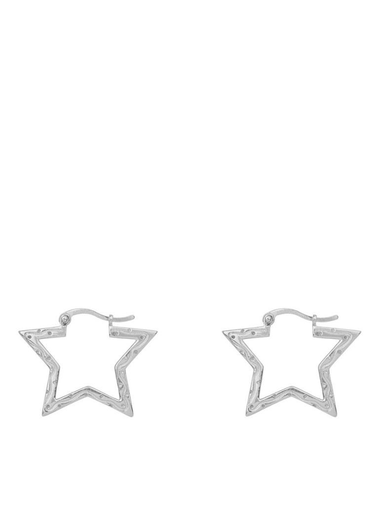Anna + Nina Small Funky Star silver hoop earrings