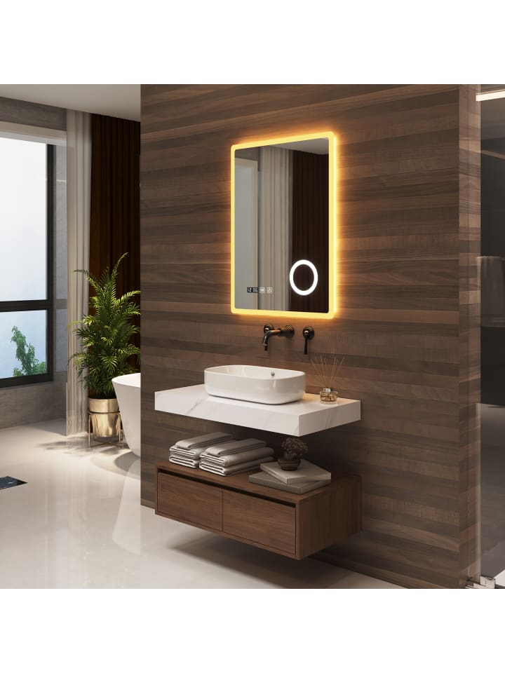 pro.tec LED-Badezimmerspiegel Racale in Weiß (H)80cm (B)60cm günstig kaufen onesize
