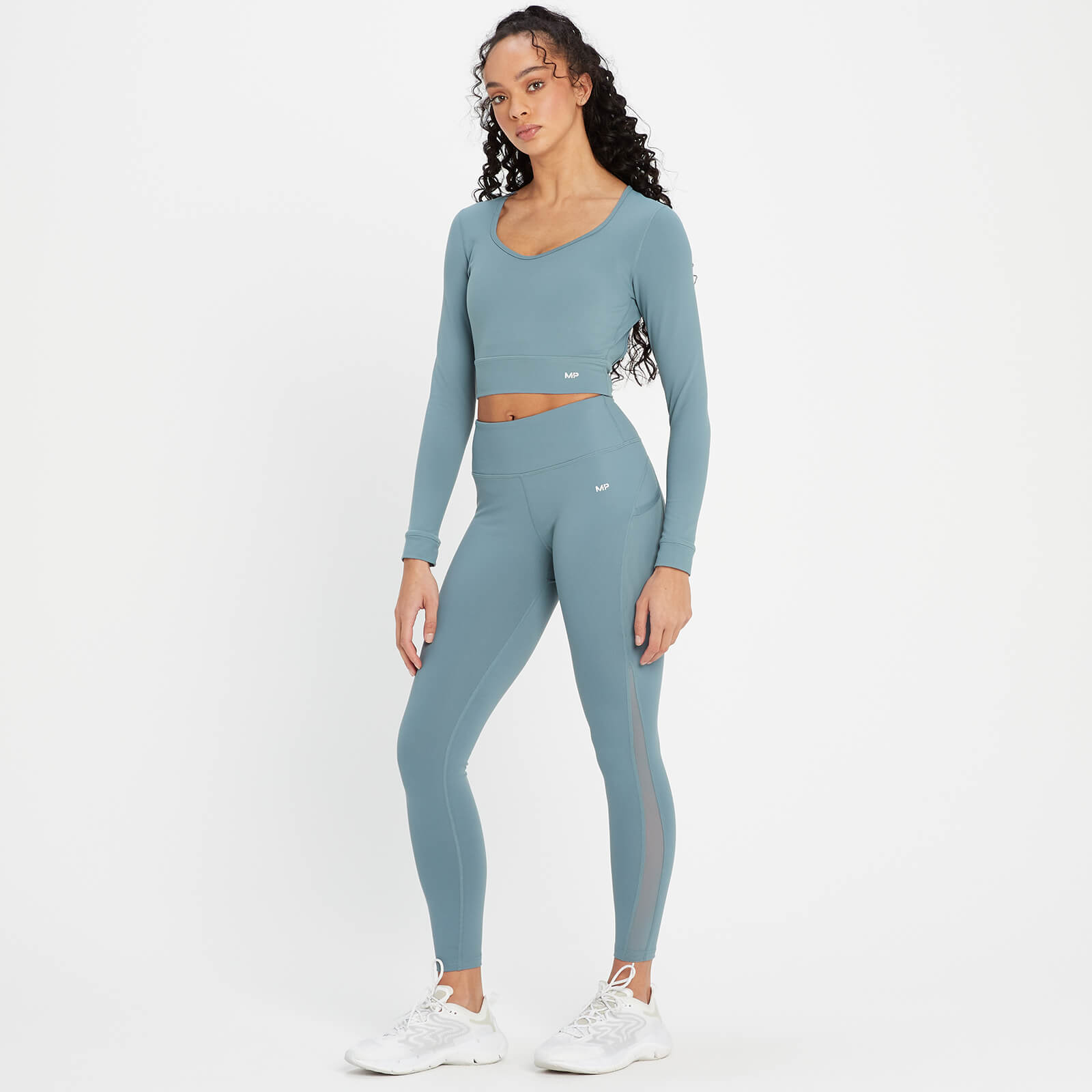 Crop top à dos ouvert MP Power pour femmes – Bleu galet