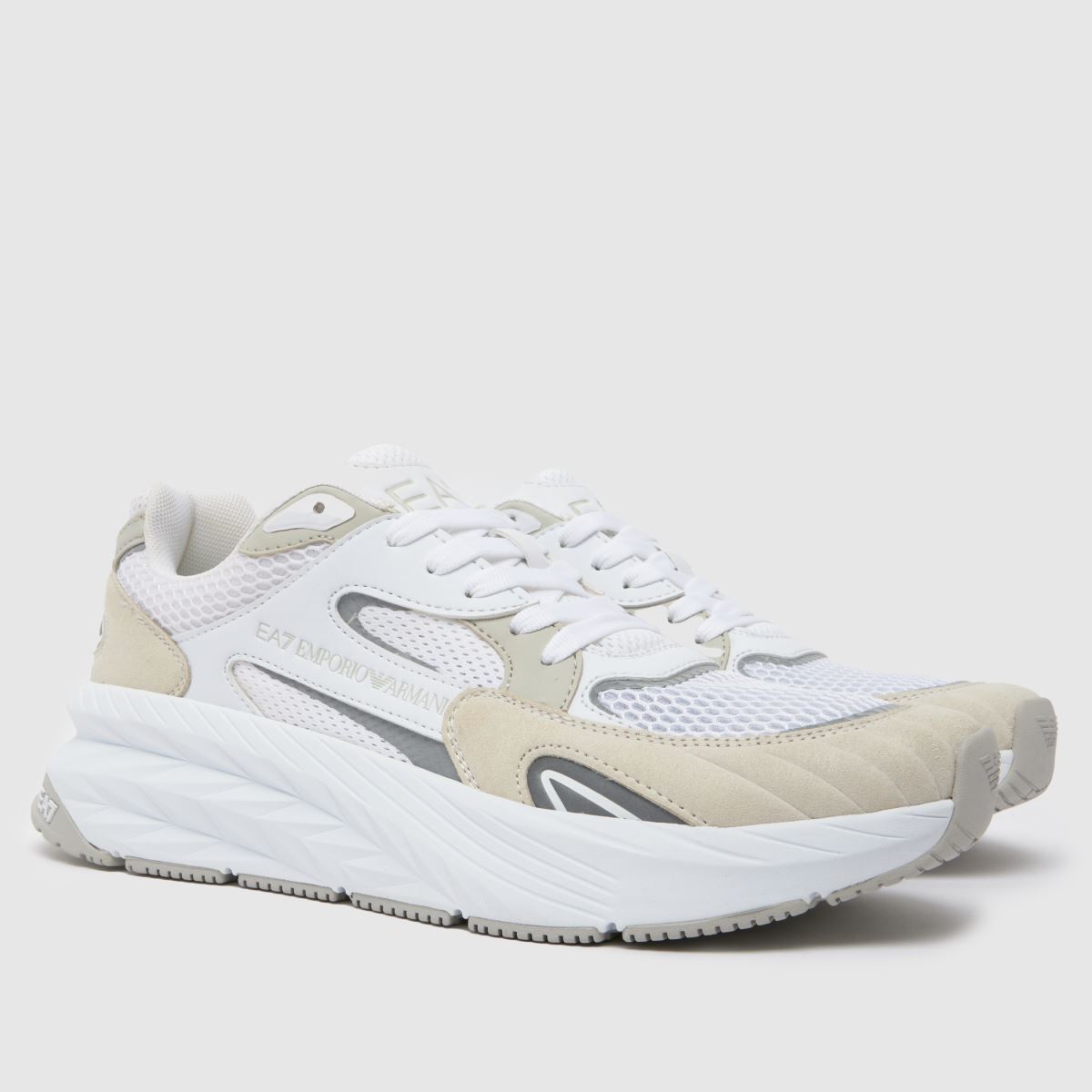 EA7 Emporio Armani – Crusher Distance – Sonic – Vita, flerfärgade stickade sneakers