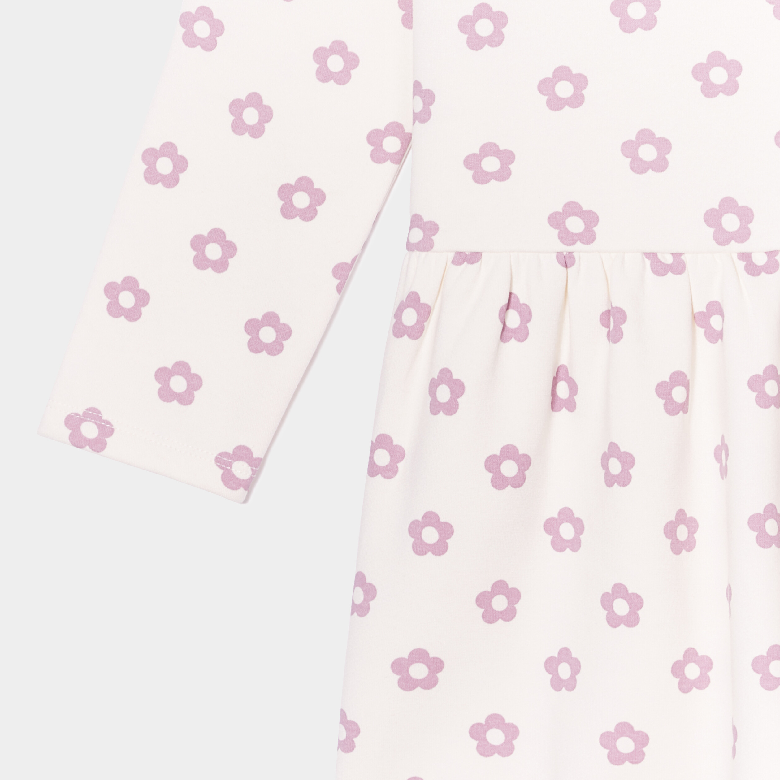 Robe molleton volantée manches longues beige fille | La Halle
