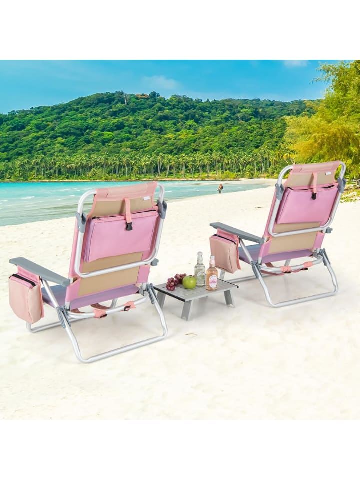 COSTWAY Strandstühle & Tisch Set in Rosa günstig kaufen onesize