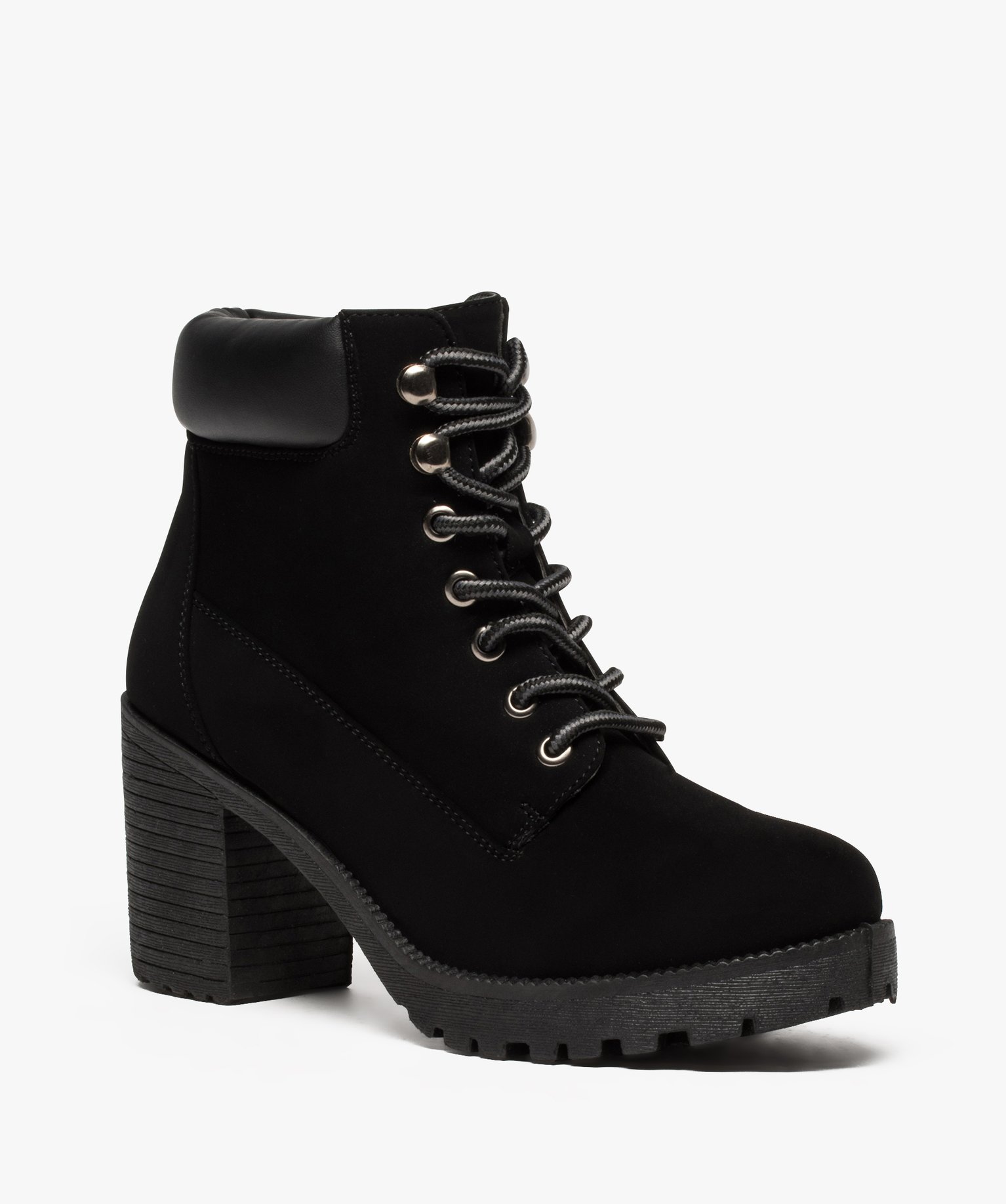 Boots femme à talon et semelle crantée noir | GEMO