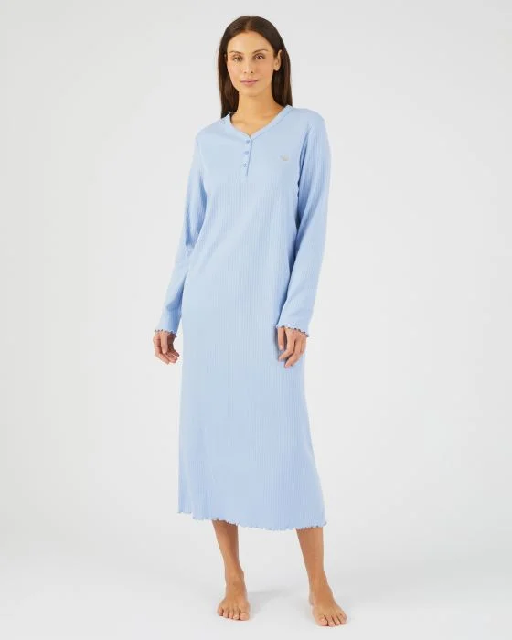 Chemise de nuit maille interlock côtelée douce et souple