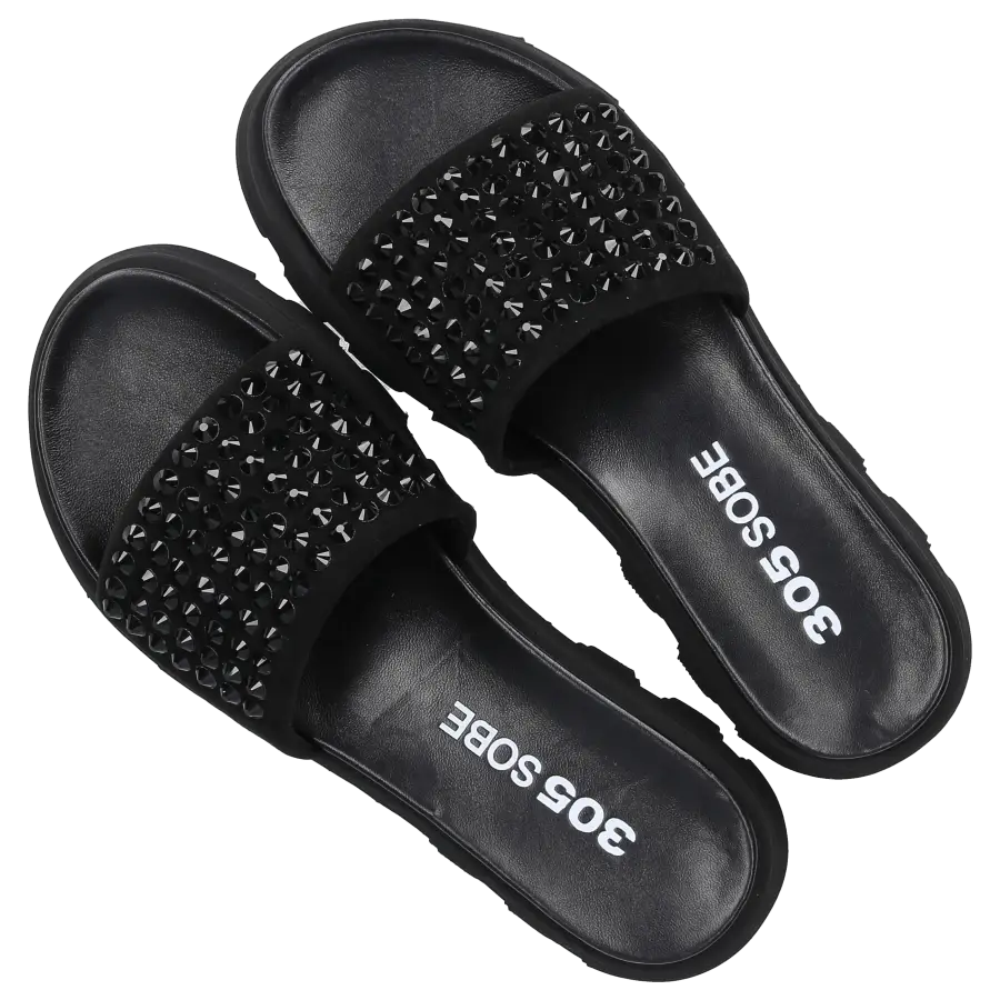 305 SOBE - Pantoletten STACY Veloursleder - schwarz