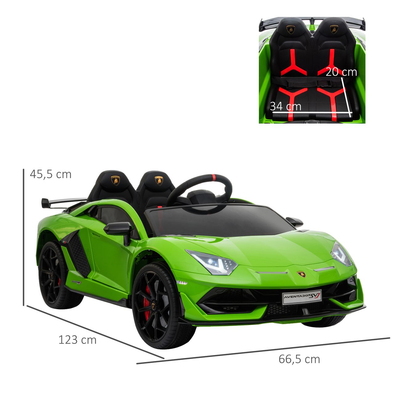 HOMCOM Kinderauto Lamborghini SVJ Elektroauto für 3-8 Jahre mit MP3 Grün