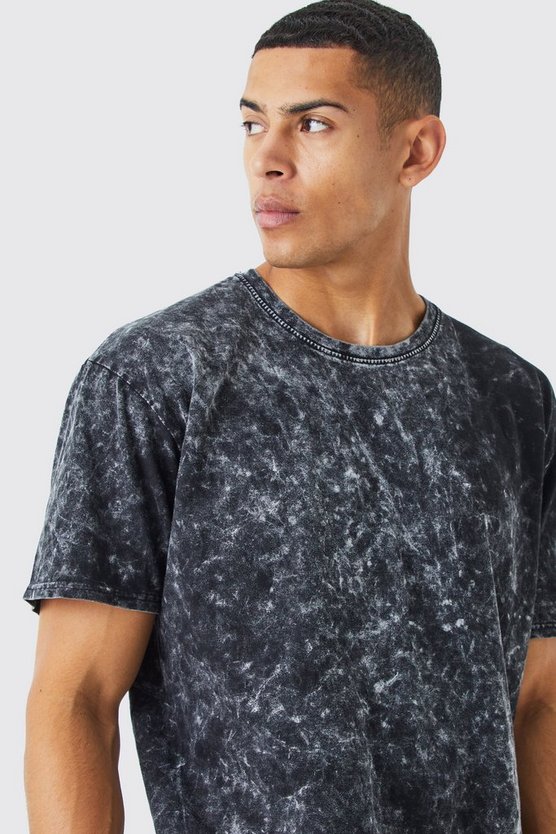 Oversize T-Shirt mit Acid-Waschung und Print