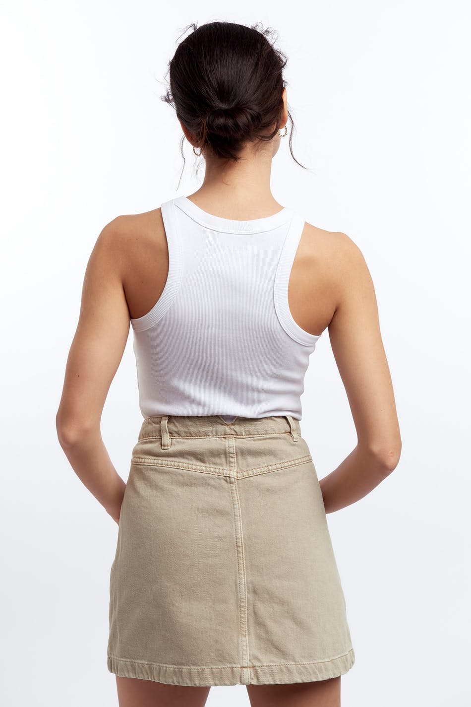 Utility zip denim skirt