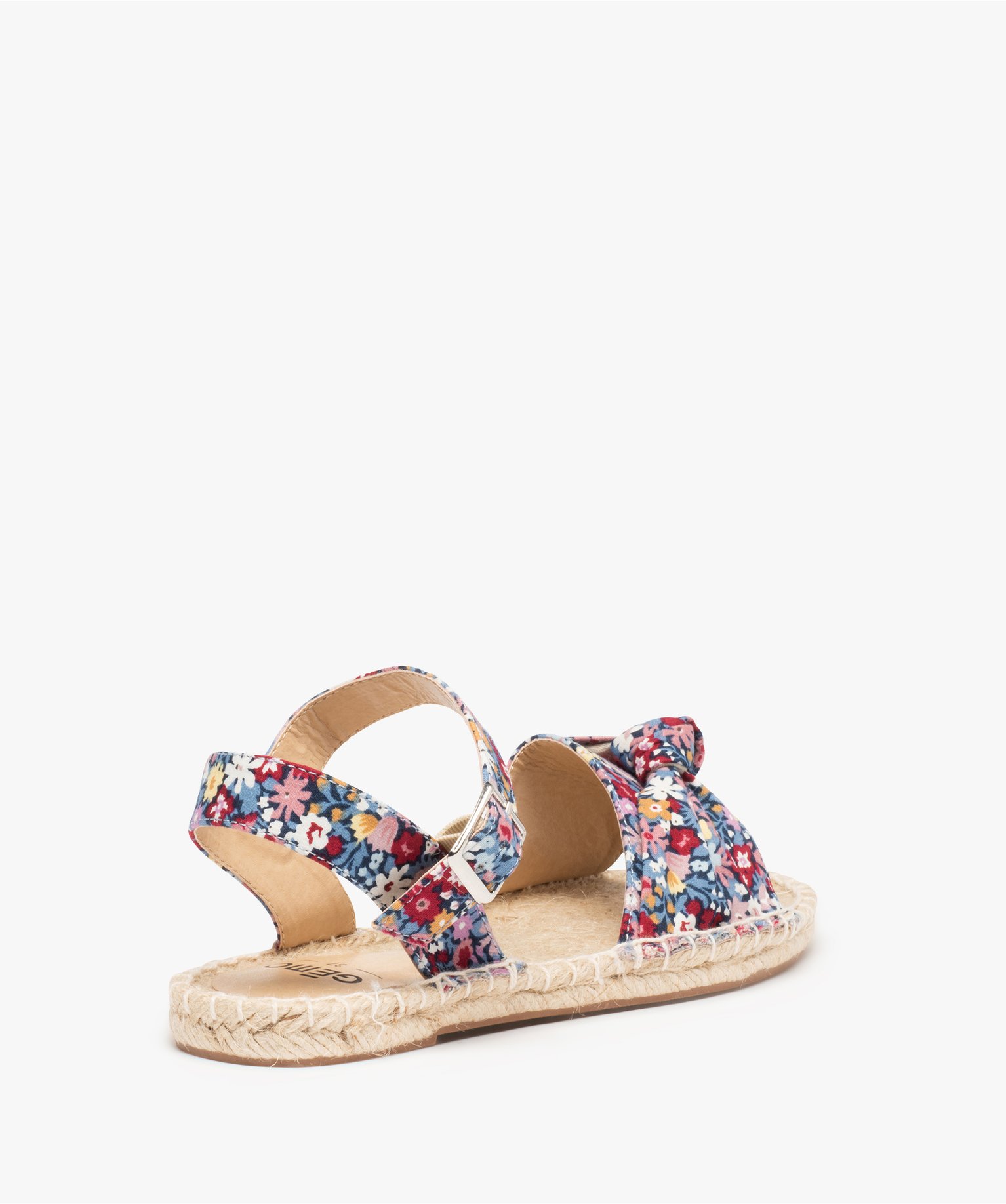 Sandales femme plates à semelle en corde dessus tissu imprime | GEMO