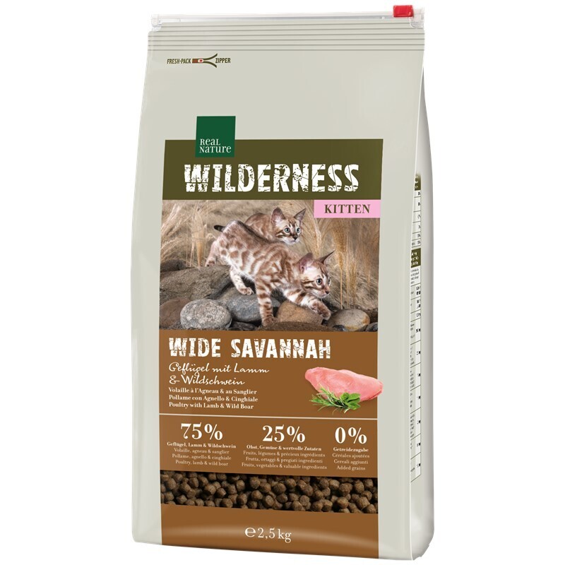 REAL NATURE Trockenfutter REAL NATURE WILDERNESS Wide Savannah Kitten Geflügel, Lamm & Wildschwein 2,5 kg