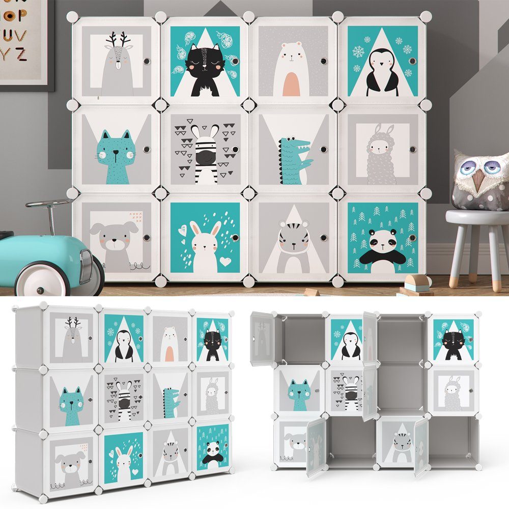 Vicco Bücherregal Kleiderschrank Steckregal Andy grau modular 12 Fächer