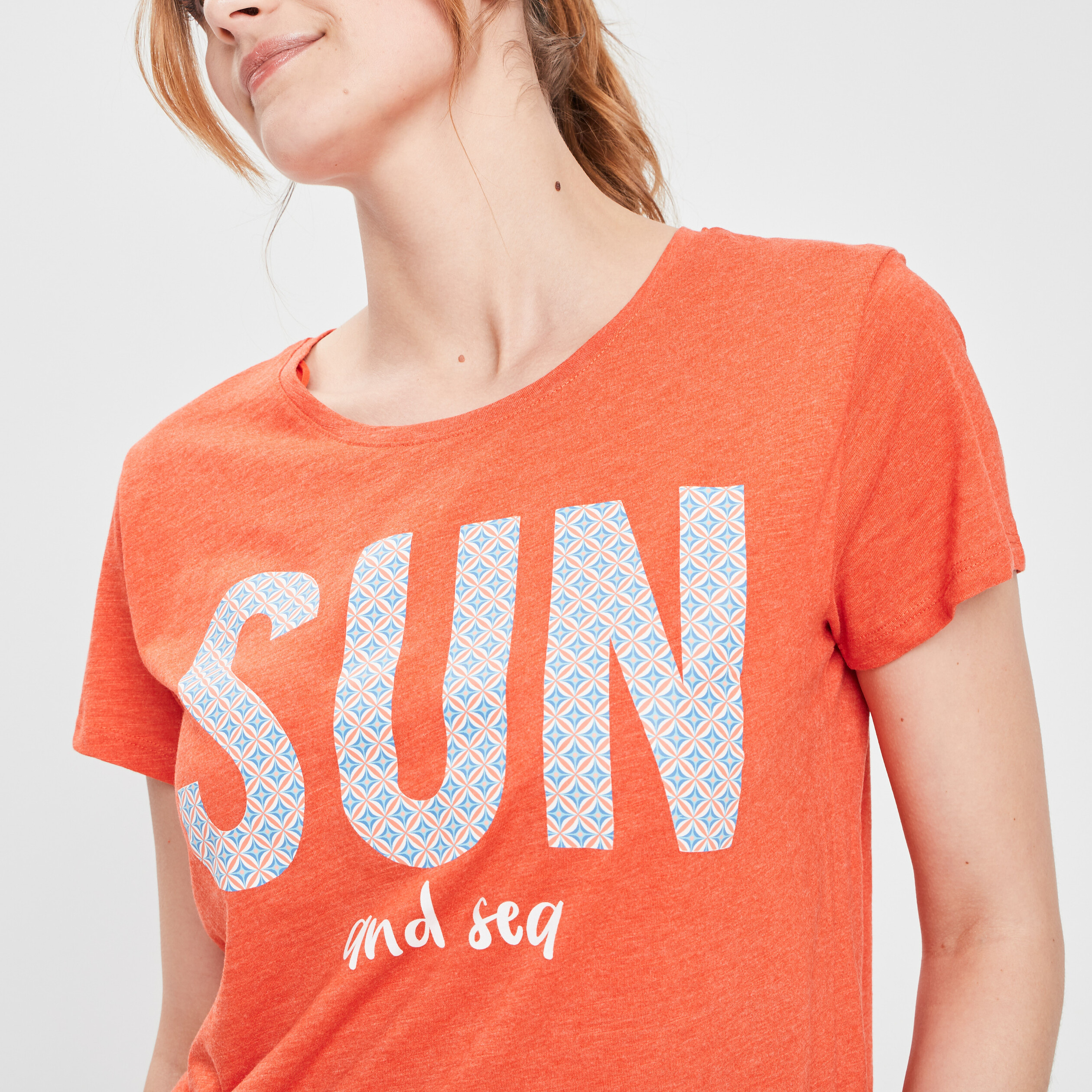 T-shirt manches courtes rose corail femme | La Halle