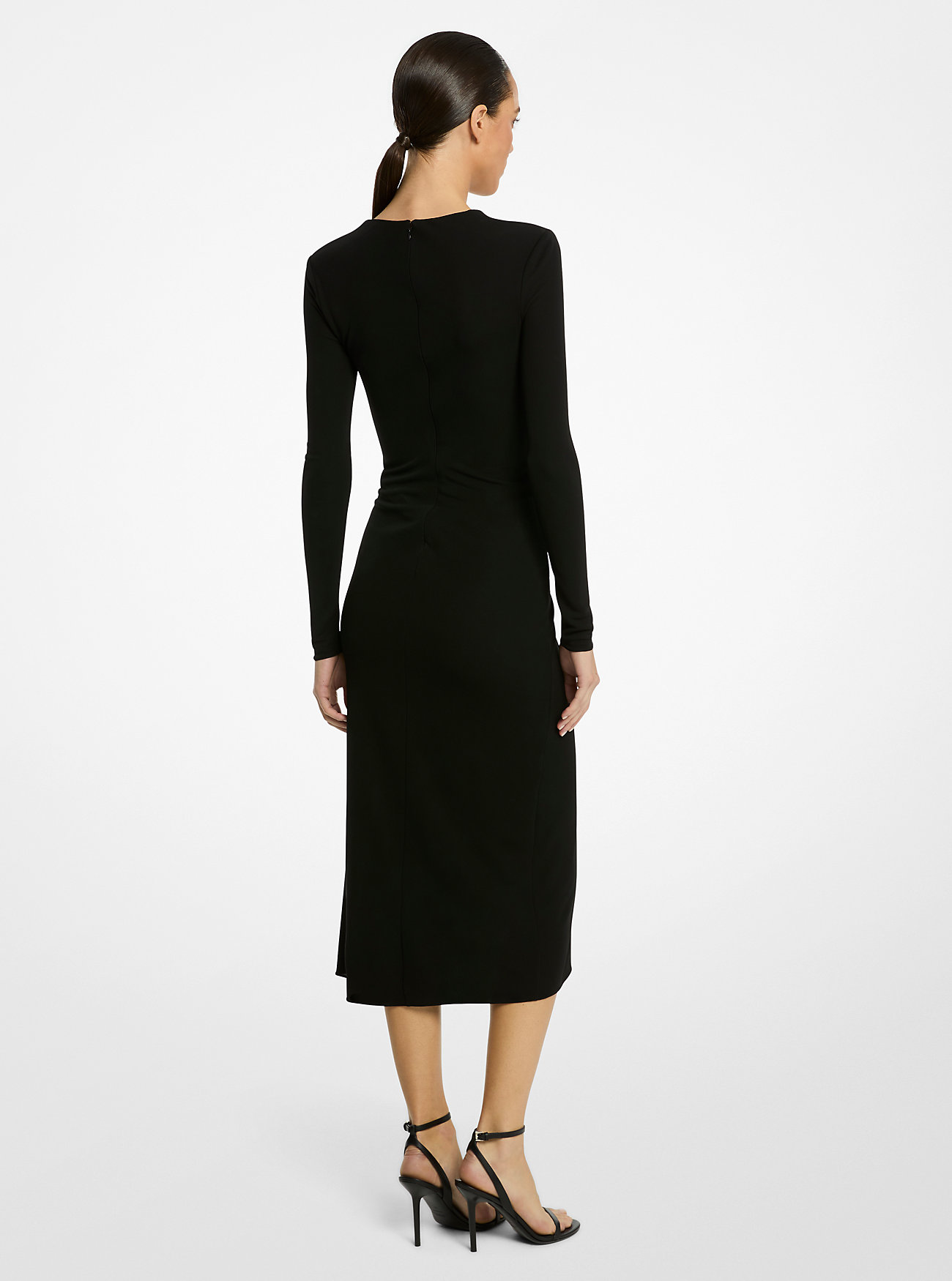 Matt Crepe Jersey Sarong-kjole - SVART