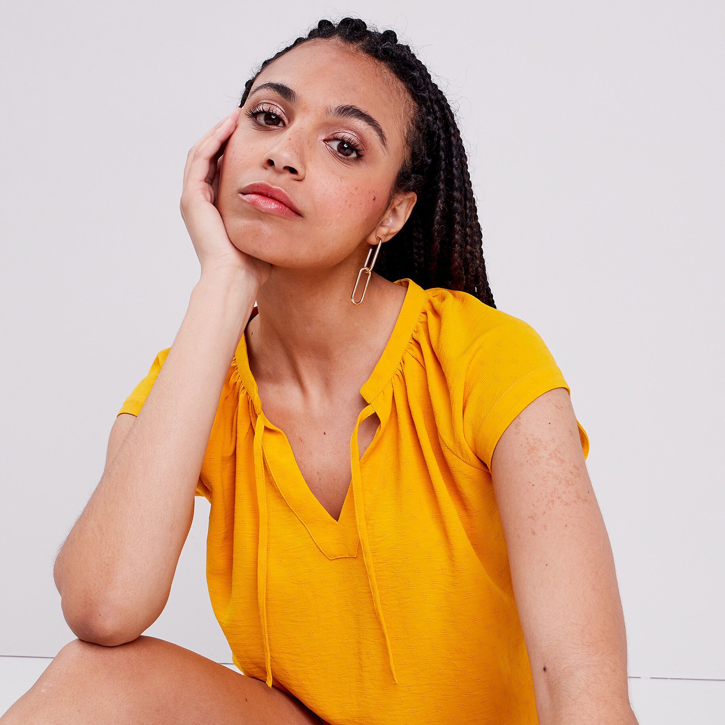 Blouse manches courtes jaune foncé femme | Cache Cache