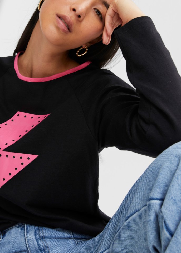 Shirt mit Nietenbesatz aus Bio-Baumwolle