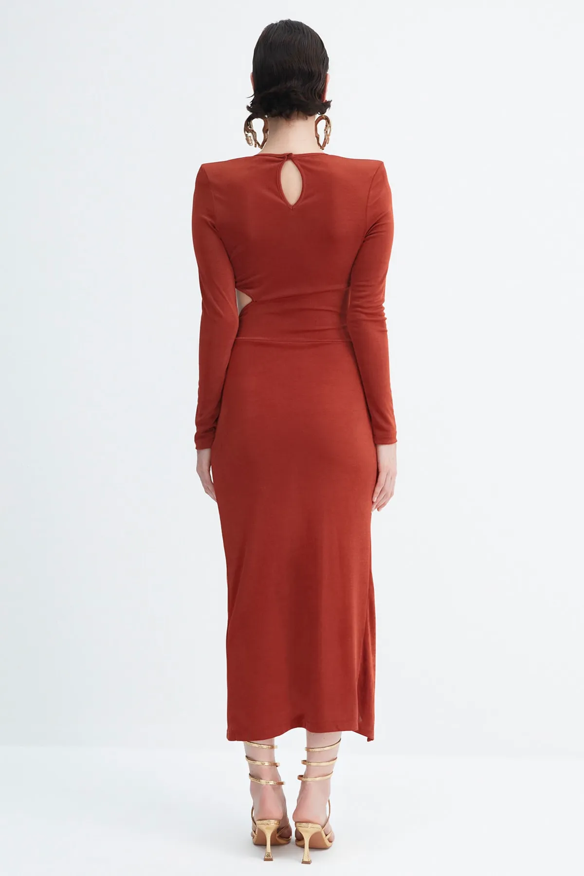 Trendyol Collection  X Zeynep Tosun Zimt Accessoires Abendkleid TPRAW23EL00401