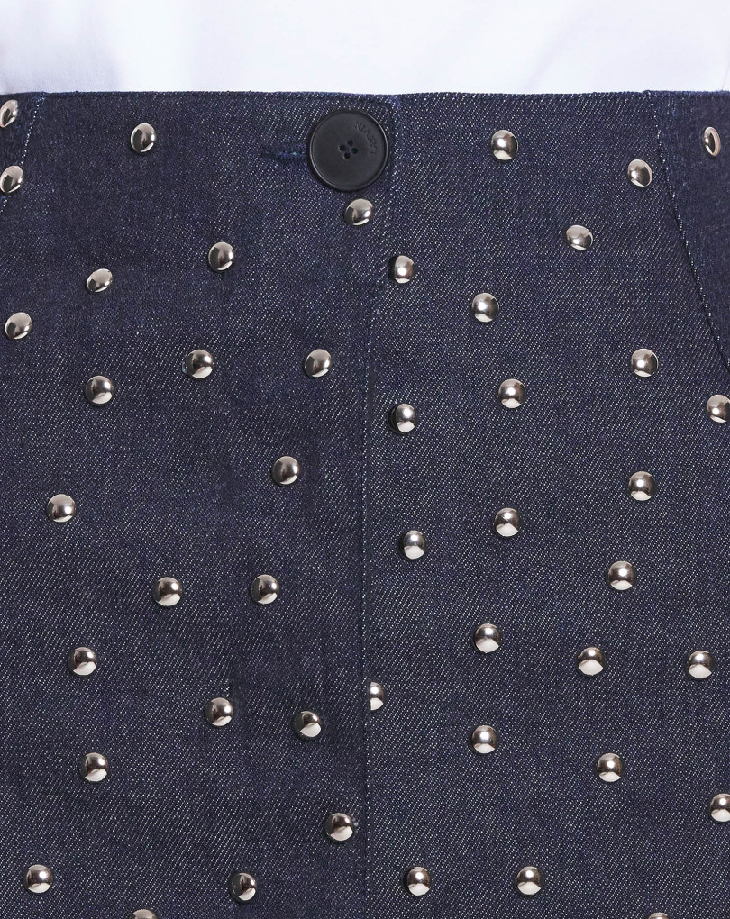 JUPE EN DENIM MI-LONGUE À CLOUS