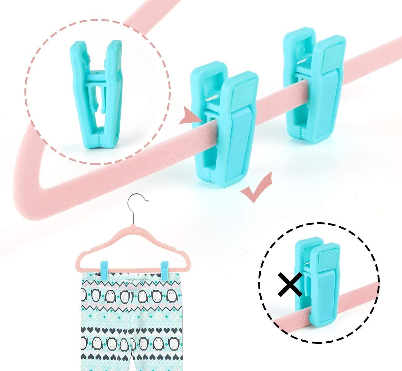 Homewit Kleiderbügel Kinder Kleiderbügel Baby Kinderkleiderbügel mit Samtbezug für Kleidung, (Packung, 20-tlg), Baby Samt Kleiderbügel mit 10 Kleiderbügel Clips