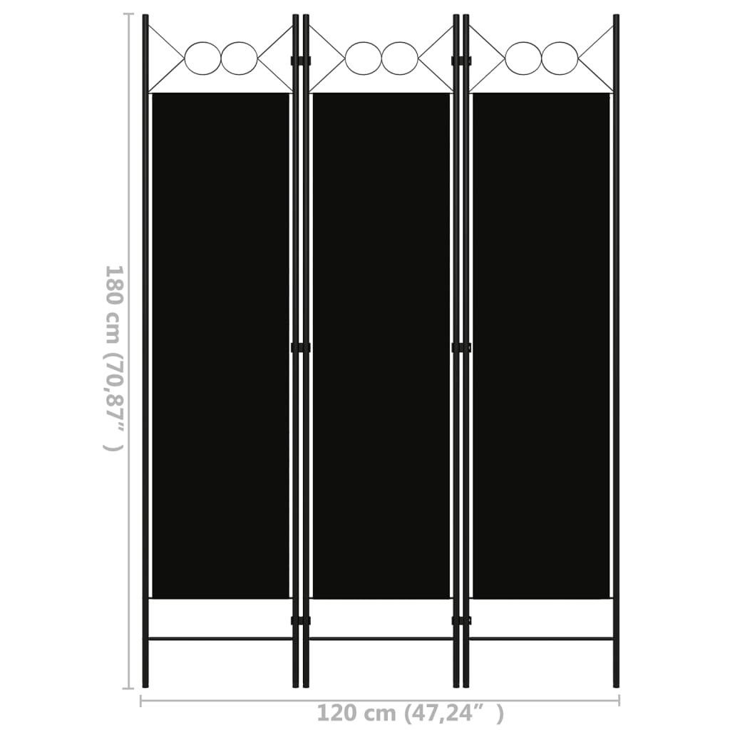 vidaXL Raumteiler 3-tlg. Raumteiler Schwarz 120 x 180 cm, 3-tlg.