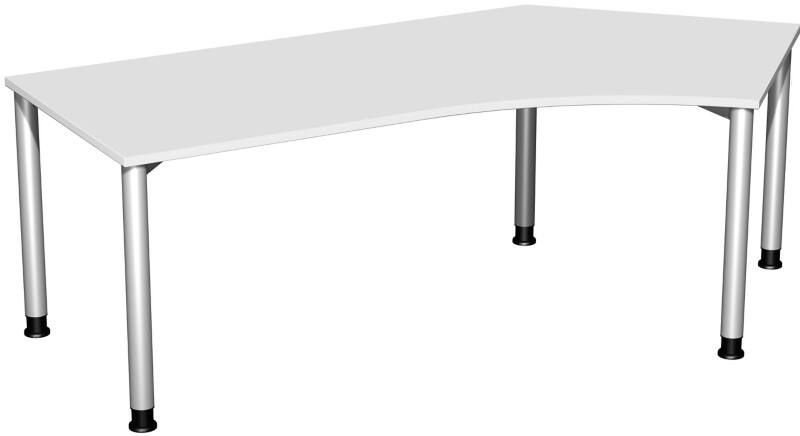 4 Fuß Flex Schreibtisch 135° rechts höhenverstellbar, 2166x1130x680-800, Lichtgrau/Silber