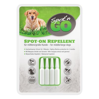 Spot'n Go Zecken- und Flohschutzmittel für Hunde