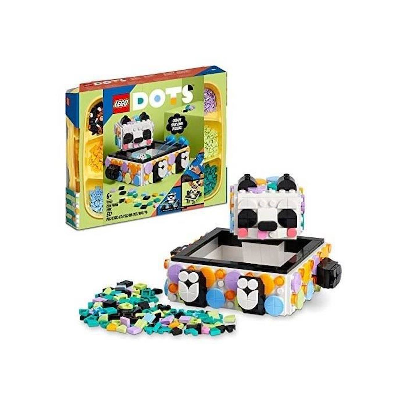 LEGO® 41959 DOTS Le Vide-poche Panda, Jouet avec Boîte de Rangement et Décoration pour Chambre ou Bureau d'Enfants dès 6 ans vert