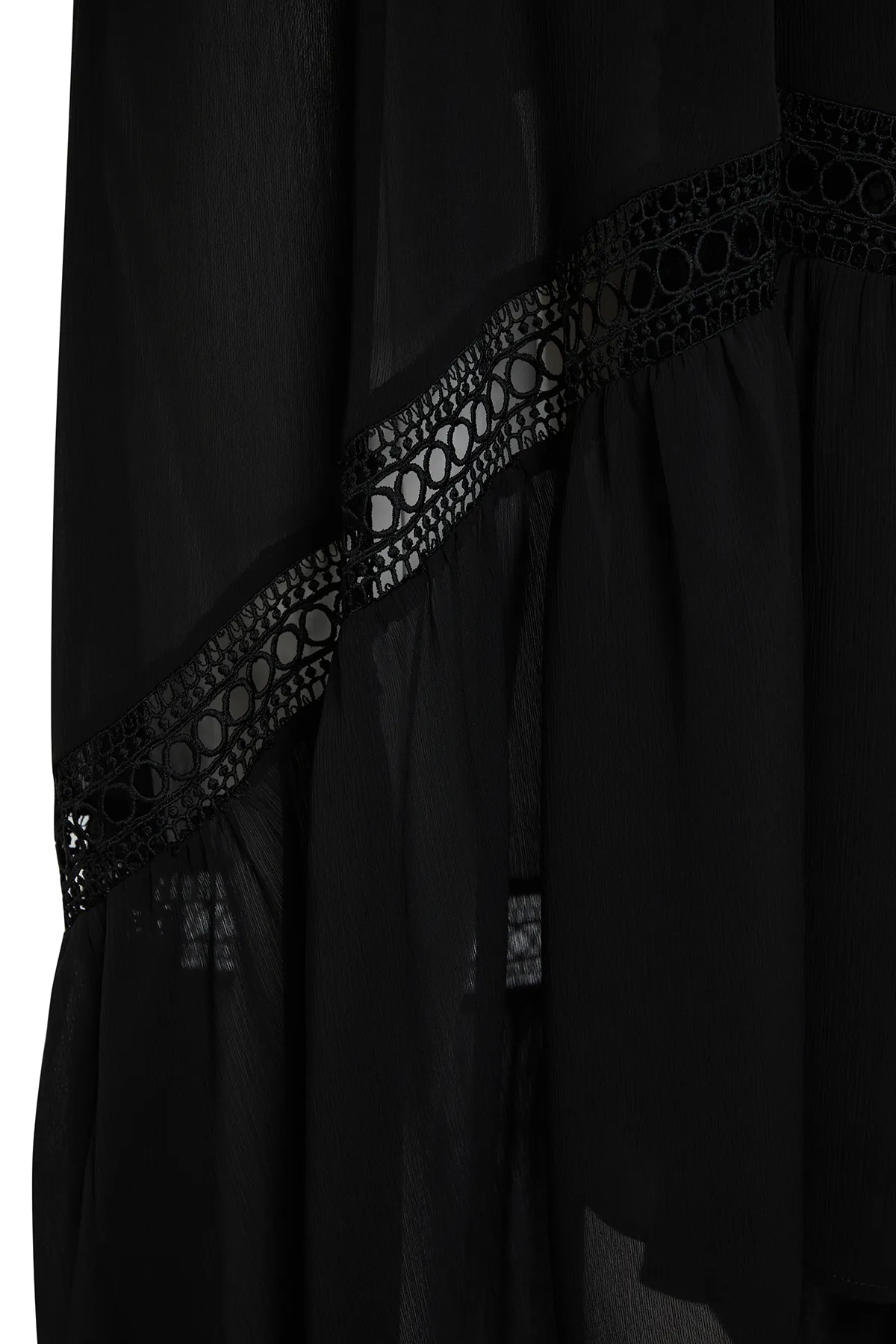 Trendyol Collection  Tropisch gemusterter Maxi-Kimono und Kaftan aus gestricktem Chiffon mit Streifen-Accessoires TBESS23KM00002