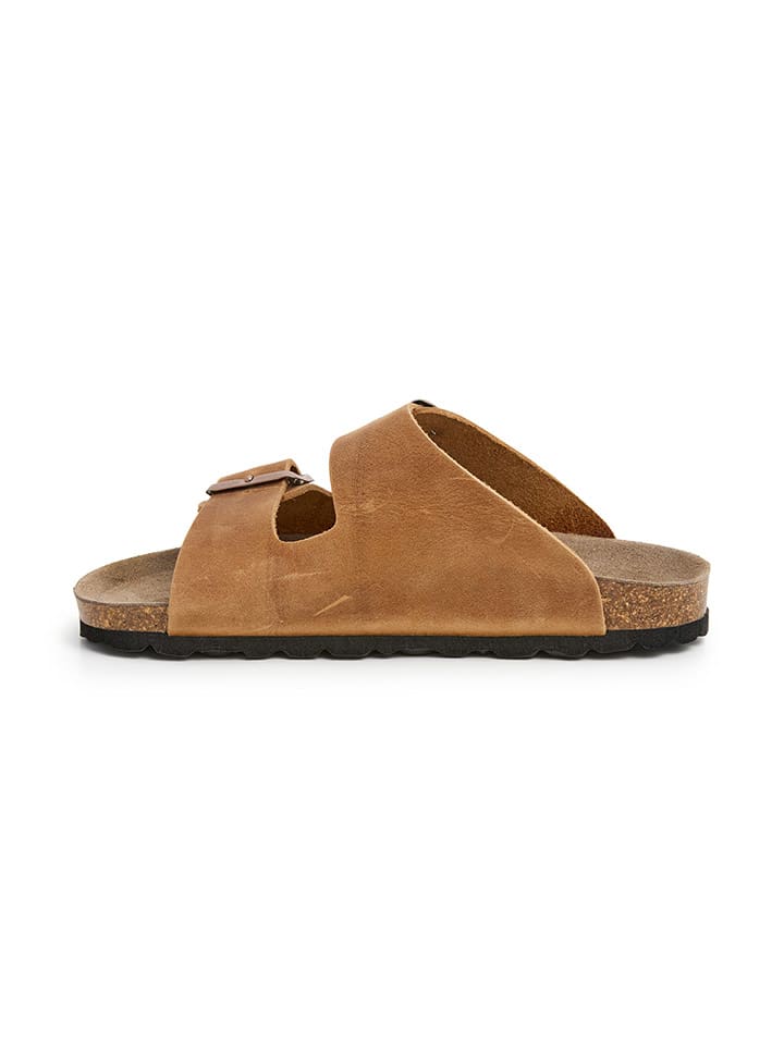 SABOKETS Leder-Pantoletten in Hellbraun günstig kaufen