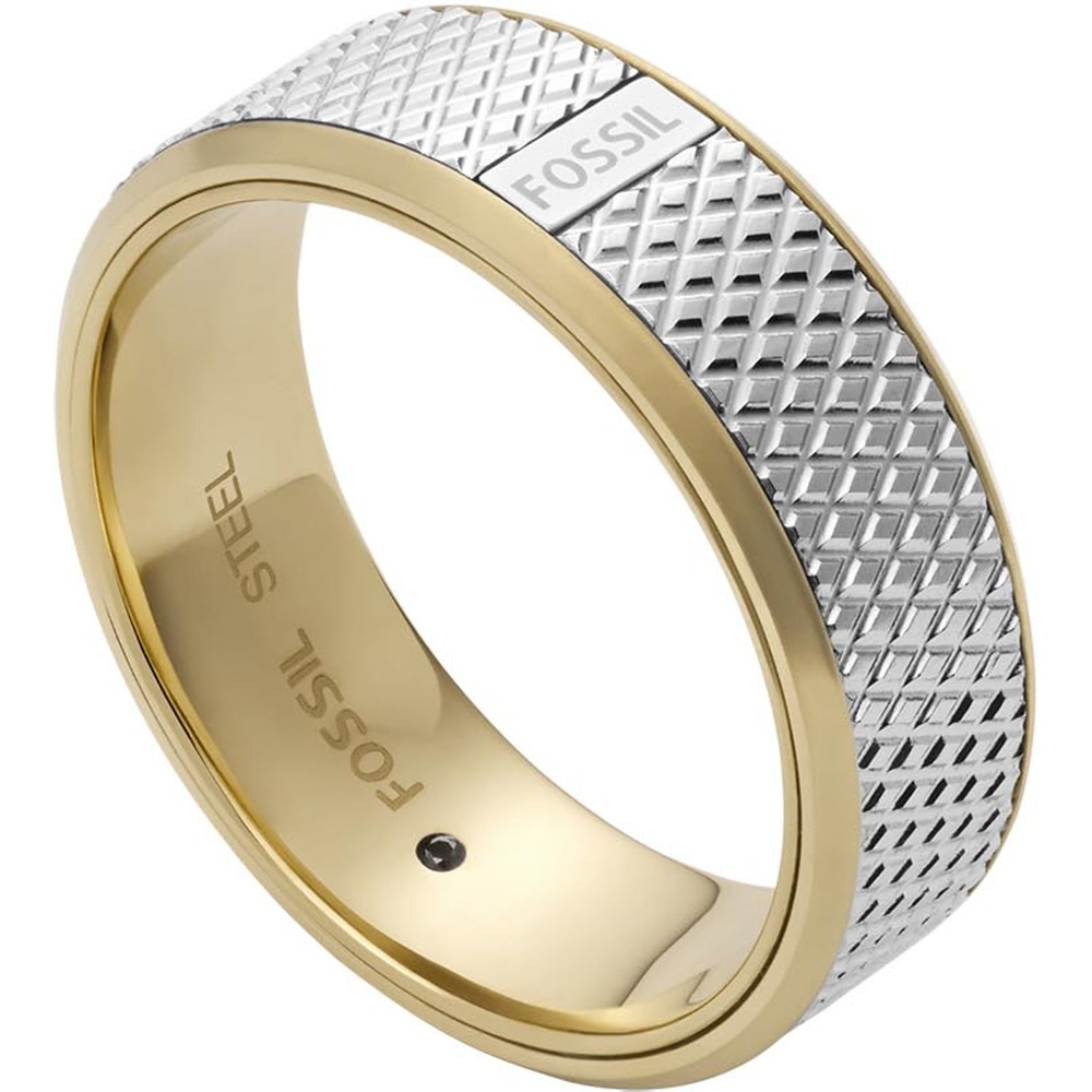 Fossil Bague pour hommes Acier inoxydable bicolore Bague