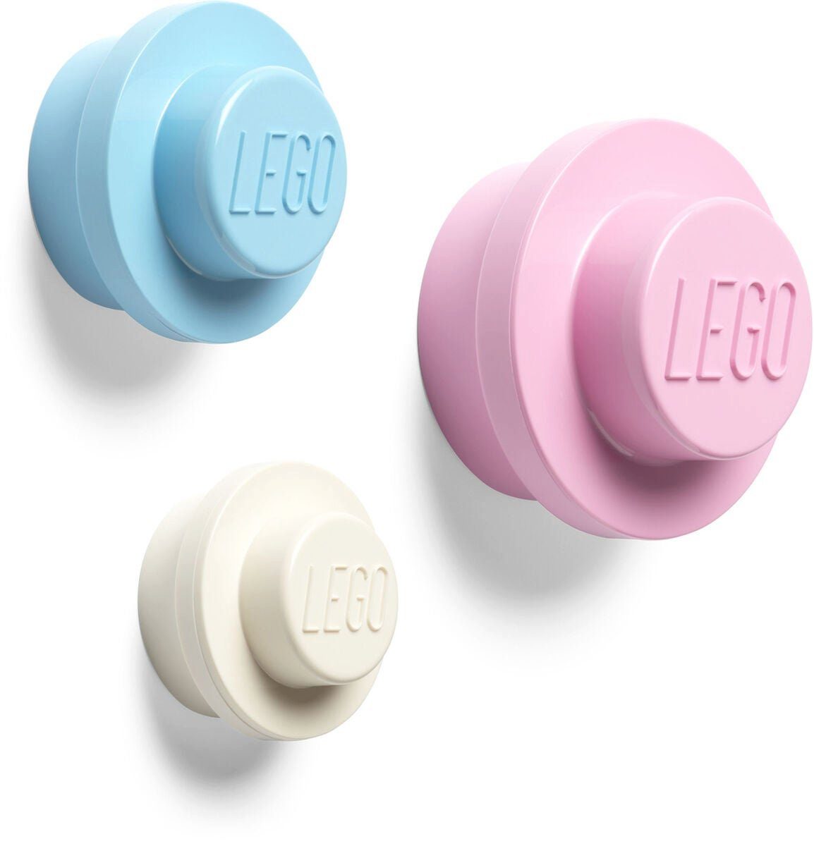 Room Copenhagen Kleiderhaken Lego - Kleiderhaken-Set für Kinder - weiß, rosa und hellblau, (3-St)
