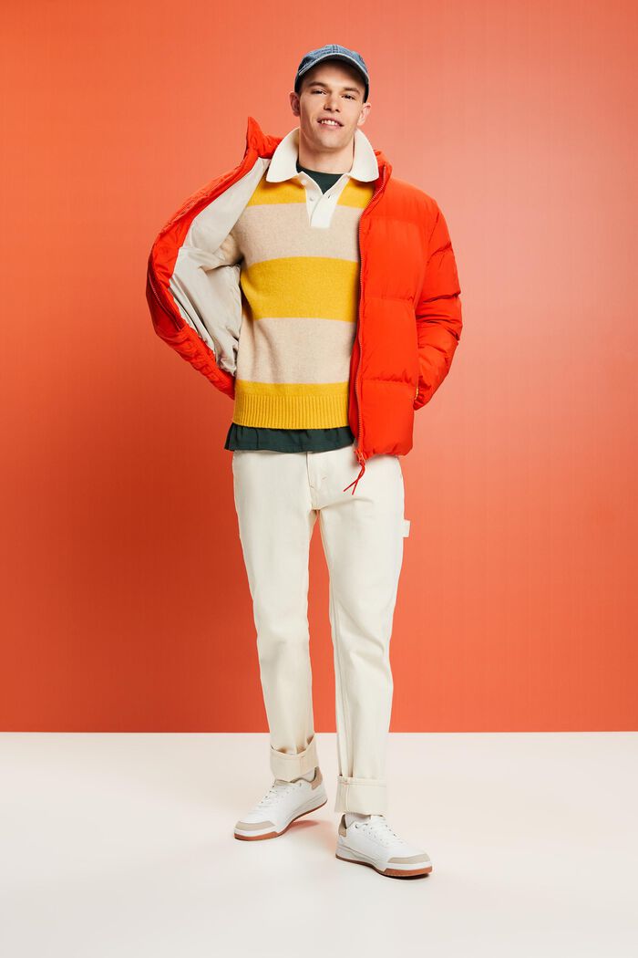Kaschmirpullover mit Polokragen und Rugby-Streifen