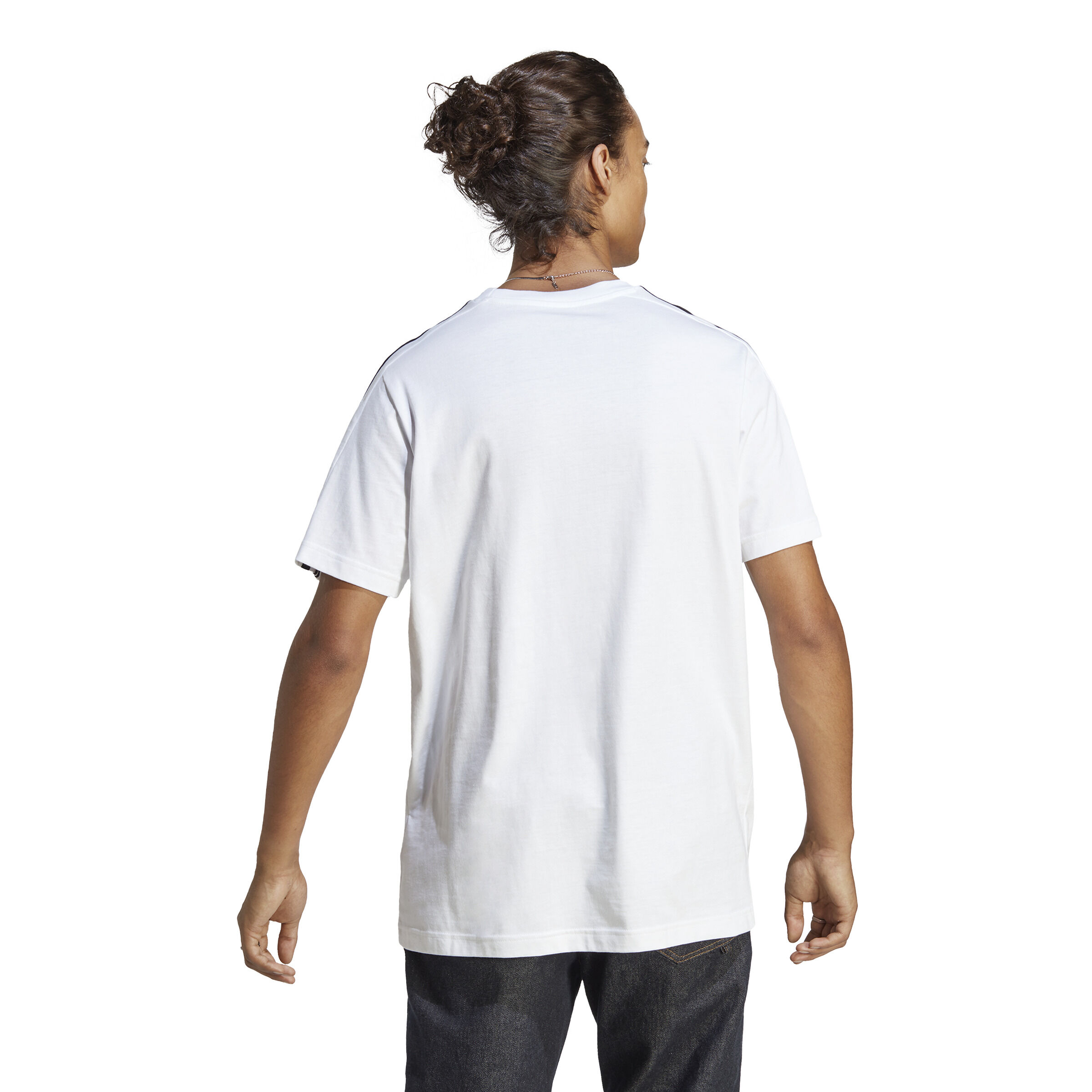 Essentials Single Jersey 3-Stripes T-Shirt Herren - Weiß, Schwarz