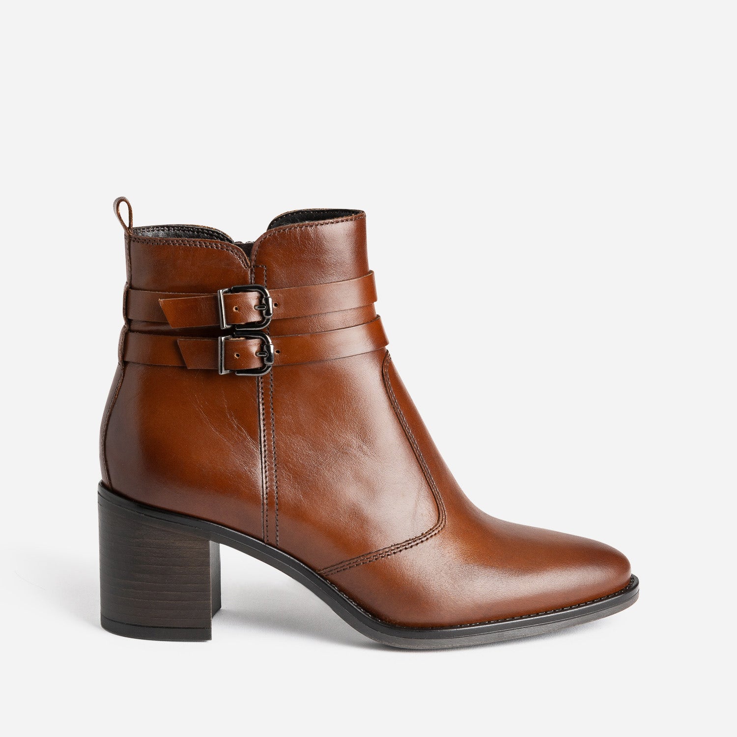 Boots cognac en cuir éco-conçu