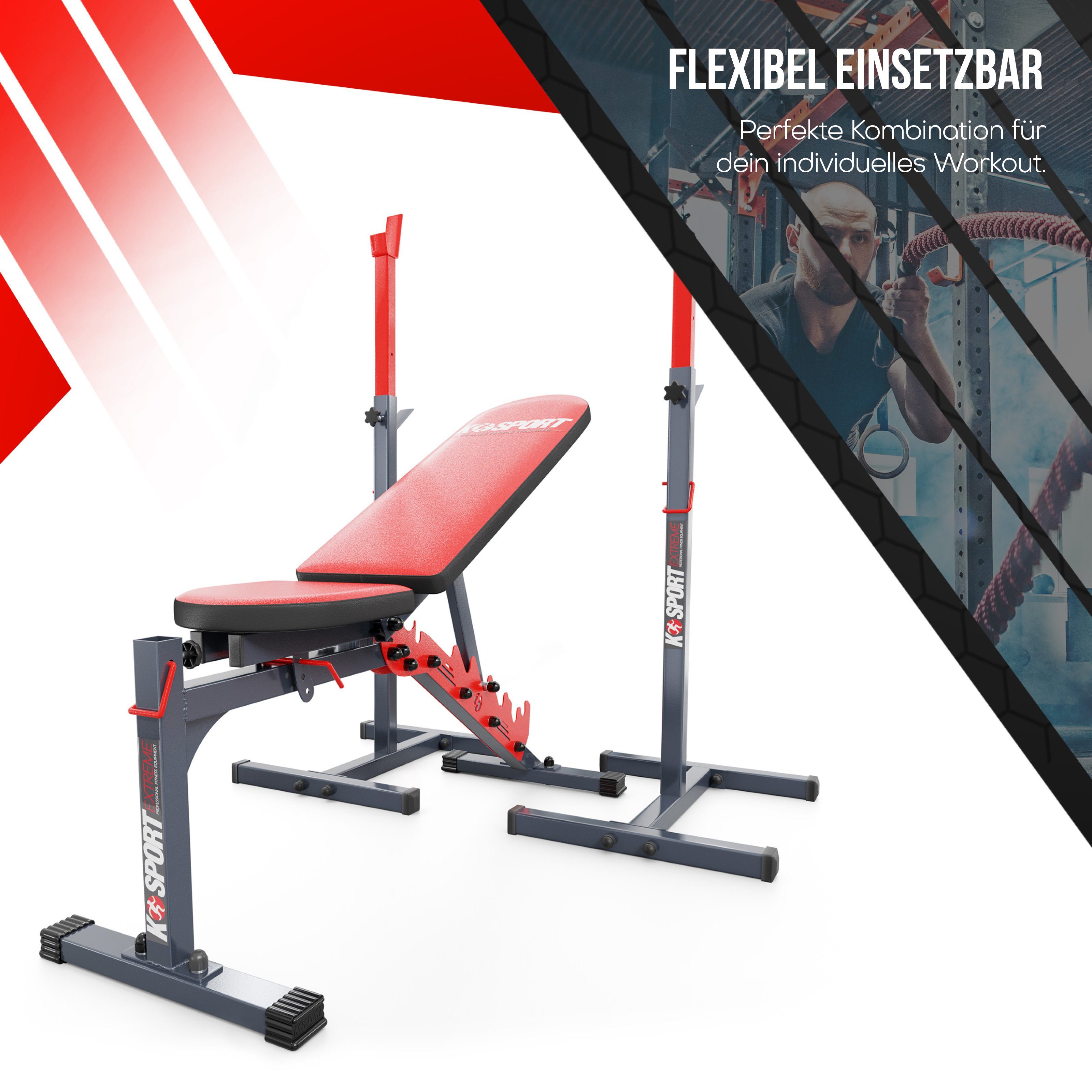 K-SPORT Trainingsbank Hantelständer (2 Stk) mit Hanteltrainingsbank, Made in EU!