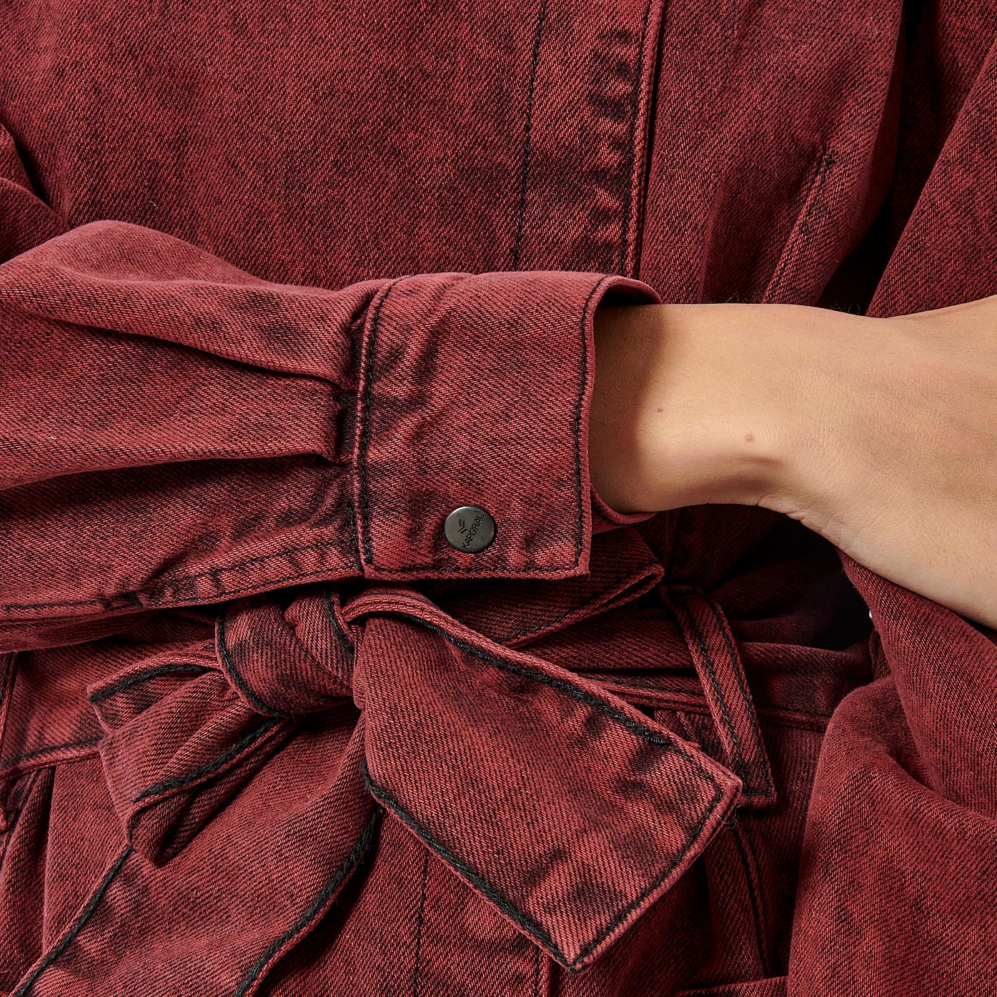 DUNA   Robe portefeuille en jean rouge femme