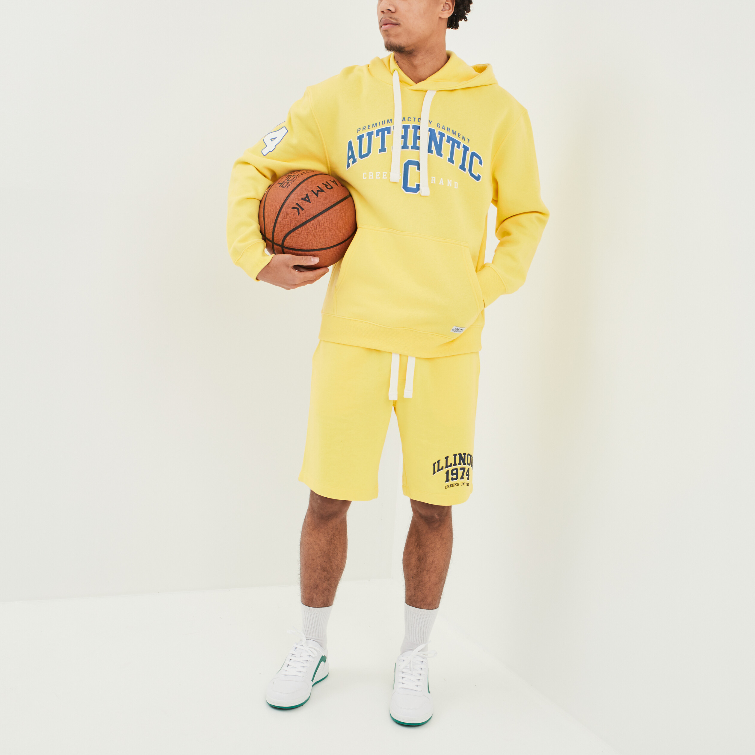 Sweat à capuche hoodie Creeks jaune citron homme | La Halle