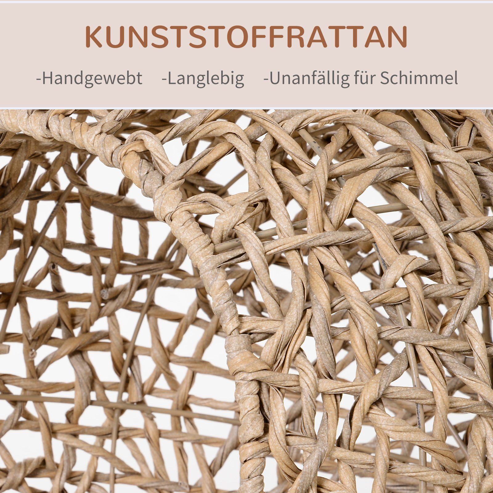 PawHut Tierhaus Katzenhaus aus PE-Rattan mit Kissen, erhöhten Füßen PE-Rattan Natur, Ø52 x 58H cm
