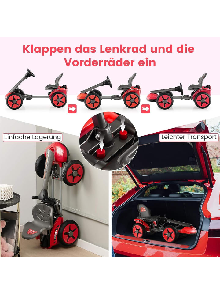 COSTWAY 12V Elektro Gokart LED ab 2 Jahre in Rot günstig kaufen 50 x 85 cm