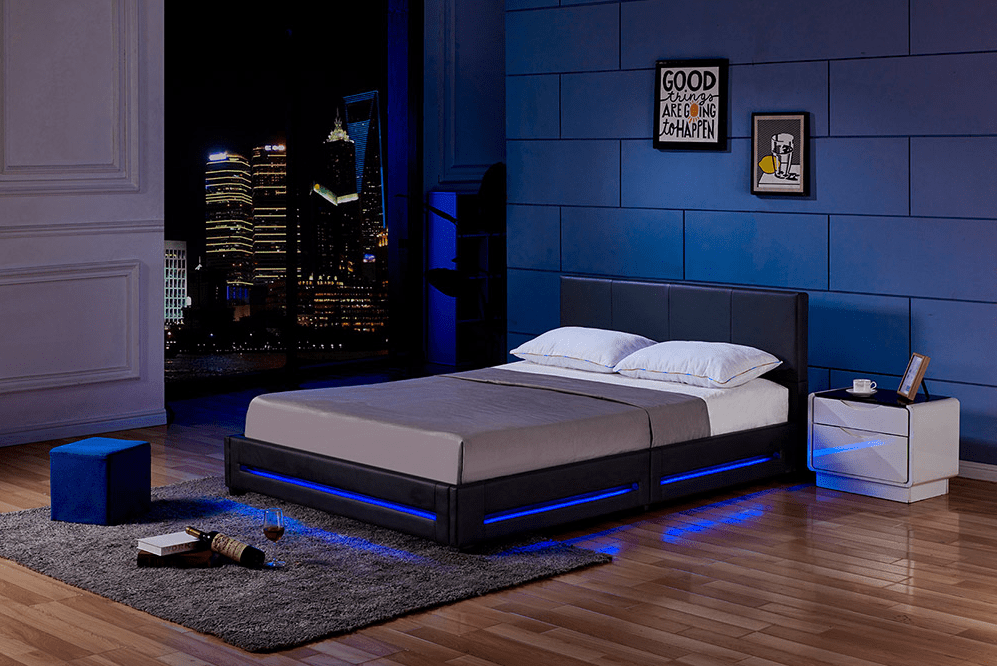Home Deluxe LED Bett ASTEROID 180 x 200 Schwarz