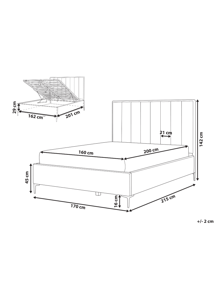 Beliani Doppelbett SEZANNE in Rosa/Schwarz - (W) 170 x (H) 142 x (L) 215 cm günstig kaufen onesize