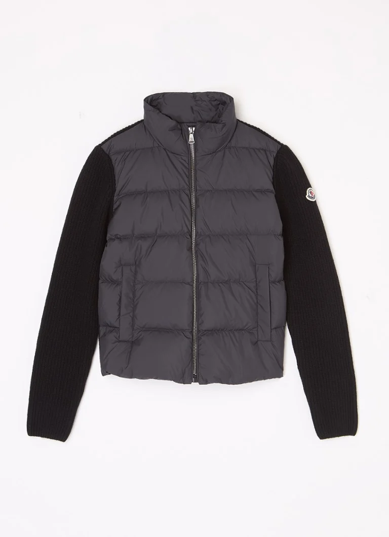 Moncler bordás kötésű kardigán szűz gyapjúból, steppelt elől és pehelytöltettel